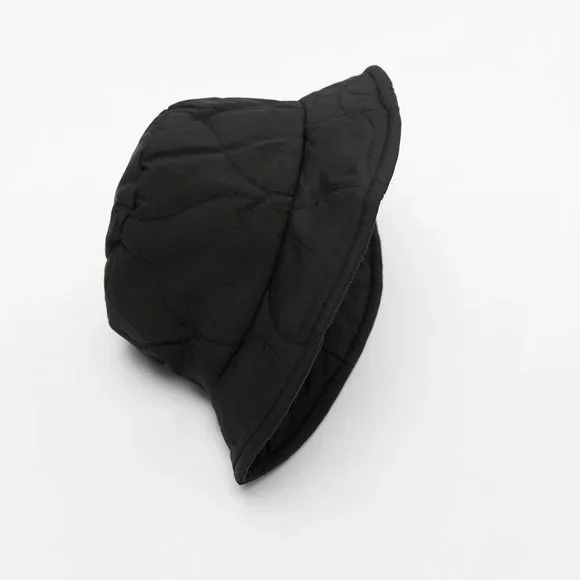 ZARA QUILTED BUCKET HAT Zara Quilted Water-Repellent Black Bucket Hat Size M | eBay main image 4